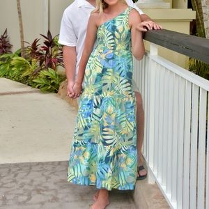 Floral one shoulder midi dress